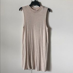 Beige and White Striped Dress